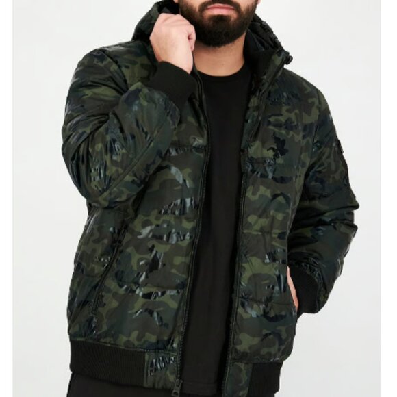 Guess Camouflage Puffer Jacket Size M - Picture 2 of 14